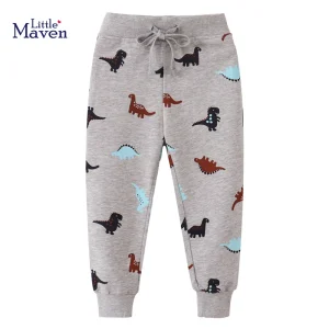 Little maven cotone coreano autunno primavera neonati abbigliamento per bambini pantaloni dinosauro cartone animato abbigliamento per bambini pantaloni della tuta pantaloni 1