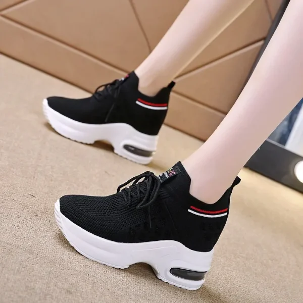 Scarpe da ginnastica stringate retrò in tessuto PU da donna Tacchi da donna Estate Autunno Stilista Scarpe da tennis traspiranti femminili 1