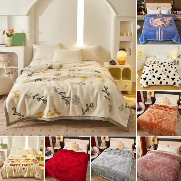 Coperta invernale in flanella con stampa floreale addensata Coperta invernale extra large reversibile con ritenzione del calore a doppio strato 5
