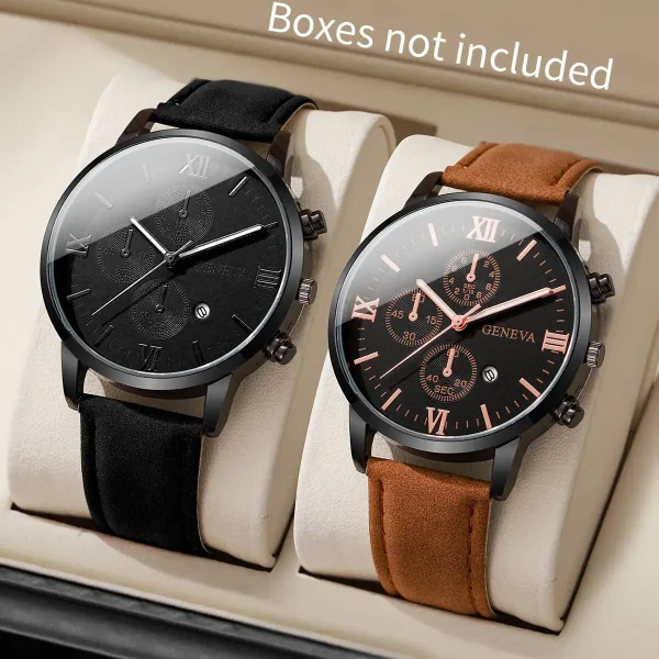 1/2PCS Orologi da uomo d'affari Moda Roma quadrante calendario orologio al quarzo cinturino in pelle orologi da polso maschili Reloj Hombre (senza scatola)