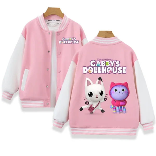 Gabby Dollhouse Uniforme da baseball Bambini Anime Cartoon Giacca di moda Ragazze Autunno Inverno Cappotti Hip Hop Giacche rosa popolari 2