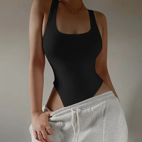 Body in maglia senza maniche 2024 Hot Summer Sexy aderente con spalle scoperte Halter Top Casual Street Corpetto per le donne ClubWear 3
