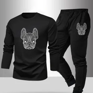 Set da 2 pezzi di pigiama da uomo per la primavera estate autunno inverno pantaloni a maniche lunghe modello geometrico camicia base set completo da casa 1