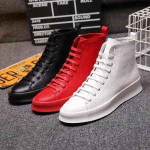 Scarpe casual con plateau da uomo dal design britannico scarpa piatta in vera pelle primavera autunno sneakers stringate calzature da uomo nere bianche rosse 1