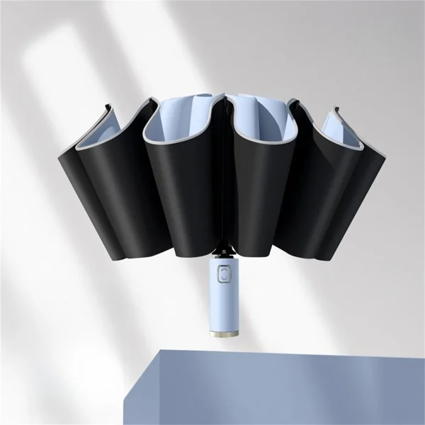 1 pezzo di ombrellone completamente automatico, ombrellone da lavoro antivento, impermeabile e resistente al sole, adatto per il pendolarismo quotidiano, ombrellone per auto, chiusura inversa senza bagnato, con design a strisce riflettenti di sicurezza, più colori disponibili, disponibili per uomini e donne 5