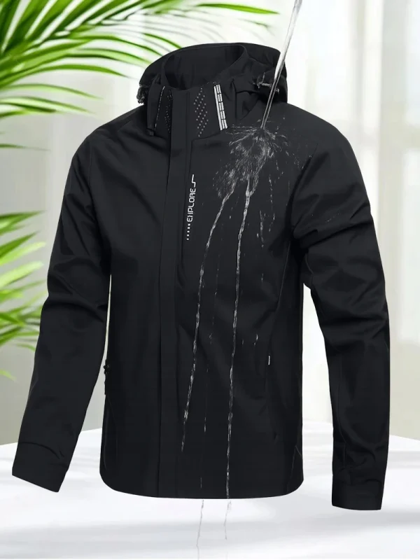 Giacca impermeabile da uomo Giacca a vento da esterno Giacca con cappuccio rimovibile con zip intera Cappotti da uomo leggeri Softshell Capispalla Primavera Autunno 1