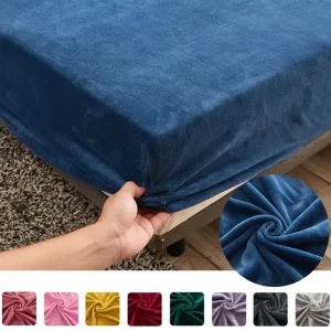 Lenzuolo con angoli in tessuto di velluto elasticizzato solido Coprimaterasso morbido elastico Coprimaterasso Protezione per biancheria da letto Lenzuolo con angoli Inverno Mantieni caldo 1