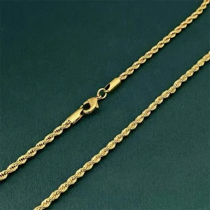 Collana di lusso in argento sterling 925 placcato oro con corda intrecciata da 3 mm per donna uomo accessori gioielli 40-60 cm 1