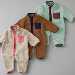 MILANCEL Pagliaccetto invernale per neonato, caldo pile di agnello, patchwork, tuta per bambini 1