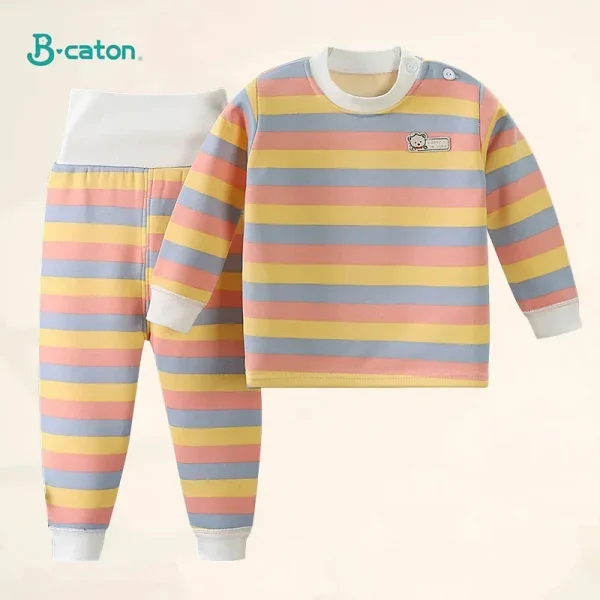 Addensare caldo peluche bambini set vestiti per bambini ragazzo ragazza biancheria intima abiti autunno inverno bambini vestiti top pantaloni a vita alta 3