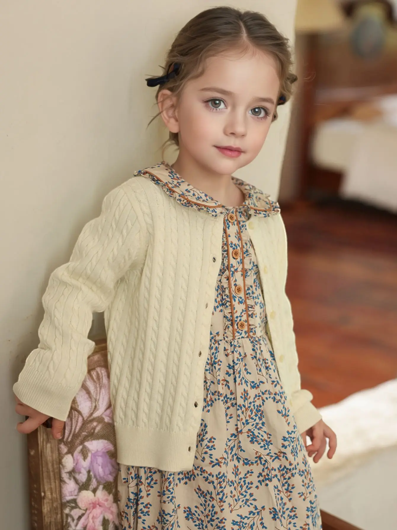 MY4030 Maglione per ragazze 2025 Autunno Nuovo Cardigan twist Maglione di lana per bambini Inverno Stile spagnolo Versatile Top Bambini 1