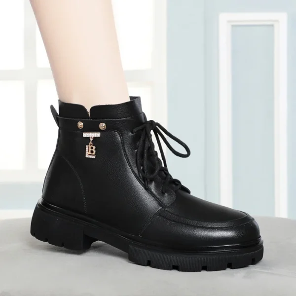 Moda inverno nuove donne calde stivali Casual neri più velluto comode scarpe in cotone con suola spessa antiscivolo 3