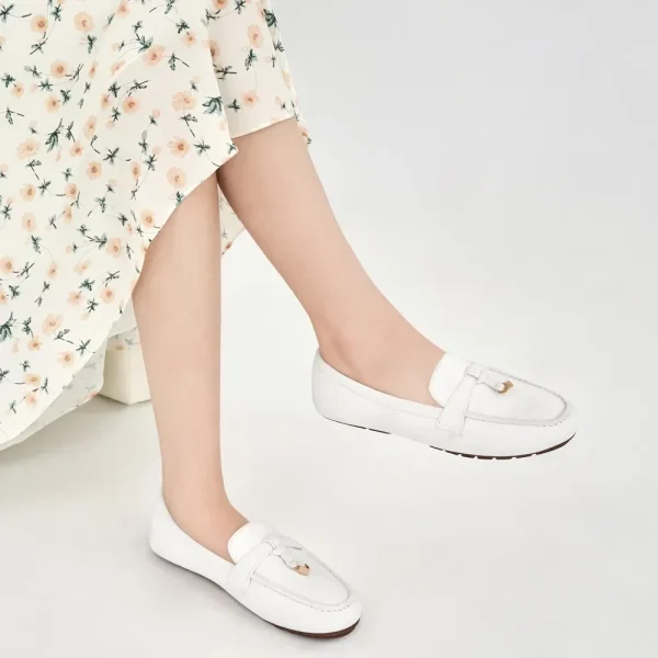 Mocassini da donna Slip OnShoes Casual Comodo Ufficio Piatto - Pelle morbida Retro Suola spessa Slip-On pigro per le passeggiate in spiaggia delle donne 3