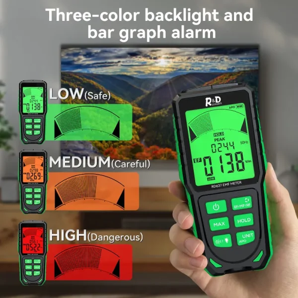 RD637 Rilevatore EMF Misuratore di radiazioni di campo elettromagnetico professionale Tester portatile a radiofrequenza 2