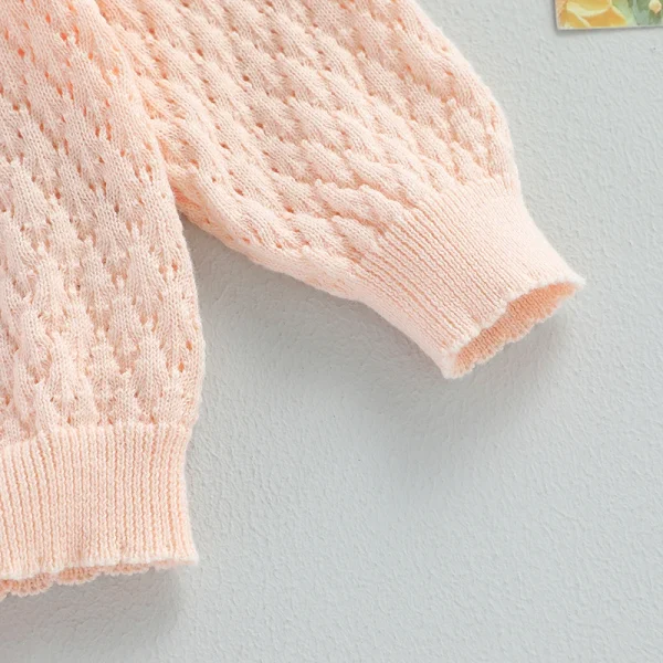 Cardigan lavorato a maglia per bambina da bambino Manica lunga con volant Maglione abbottonato Camicie autunno inverno Abbigliamento Capispalla per bambini con volant 5