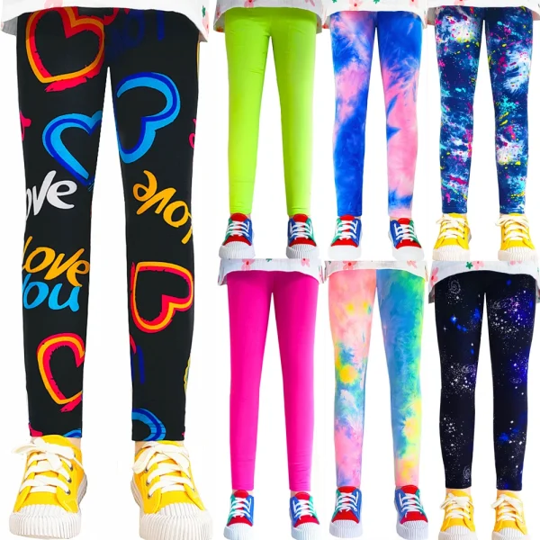 Sweet Girls Leggings ragazze stampa Leggings pantaloni per bambini per bambini Flower Skinny Elasticity Pencil Pants 1