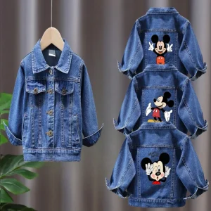 Giacca di jeans per ragazza da ragazzo Disney Cardigan casual coreano Top Abbigliamento primaverile alla moda per bambini Primavera e autunno 2025 1
