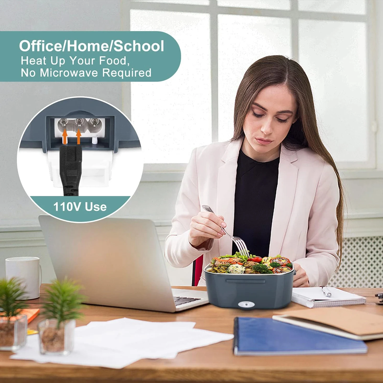 Scaldavivande portatile per scaldavivande elettrico da 1,5 l 60 W per scatola da pranzo per riscaldamento auto o domestica 5