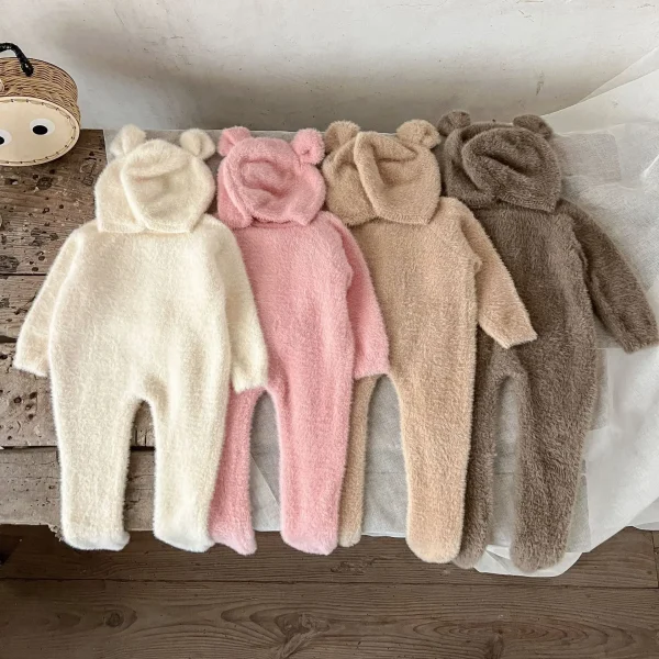 2025 Autunno Inverno Nuovo in Bambini Neonate Ragazzi Set di abbigliamento carino, Pagliaccetto + Cappello per legare i piedi in pelliccia di visone per neonato 2