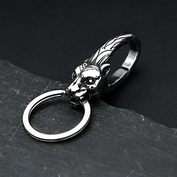 Vintage Gothic Animal Keychains For Men Women 316L Stainless Steel Hip Hop Skull Keychain Waist Belt Clip Jewelry Gift Wholesale 3