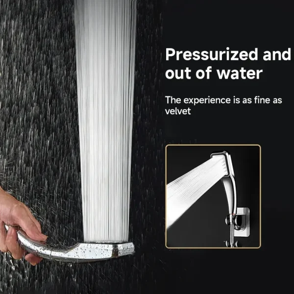 Soffione doccia pressurizzato a 300 fori Soffione doccia quadrato con presa a mano Ugello a pioggia a risparmio idrico Accessori per il bagno 4