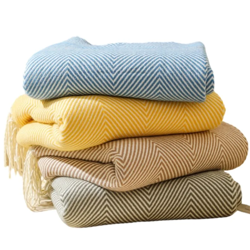 Nordic Stripes coperta copridivano letto fine asciugamano decorazione camera da letto coperta per il tempo libero scialle morbido caldo Boho Decor copriletto 1