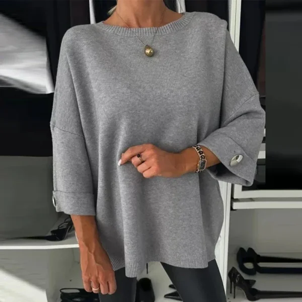 2024 inverno moda bottone maglione allentato autunno elegante O-collo lavorato a maglia pullover donna causale manica lunga tinta unita maglione top 4
