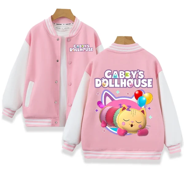 Gabby Dollhouse Uniforme da baseball Bambini Anime Cartoon Giacca di moda Ragazze Autunno Inverno Cappotti Hip Hop Giacche rosa popolari 5