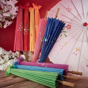Ombrello da donna in tessuto di seta da 82/84 cm Fiori di ciliegio giapponesi Ombrello da danza antica Ombrello decorativo in carta a olio in stile cinese 1