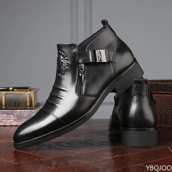 Stivali eleganti da uomo invernali Scarpe in pelle antiscivolo alla caviglia Stivali da cavaliere neri con zip britannica Stivaletti maschili con piattaforma punk a punta Botas 3