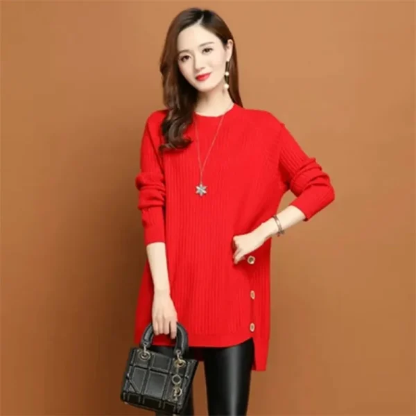 Cappotto maglione lungo da donna Primavera Autunno Inverno 2025 Nuovo pullover Giacca femminile Moda Marea Maglieria Camicia che tocca il fondo Top da donna 5