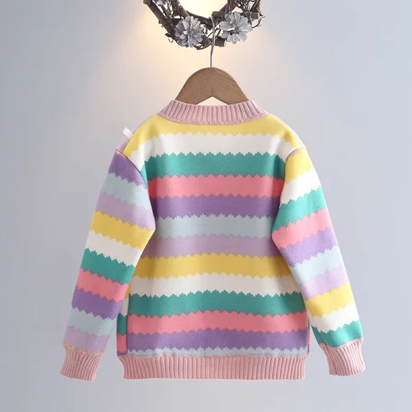 Giacca maglione da ragazza, nuovo stile autunno e inverno, addensato e alla moda, maglione lavorato a maglia da ragazza, top per bambini 2