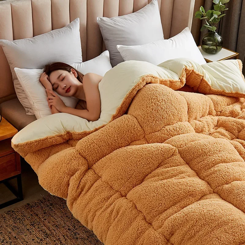 Formtheo Trapunta in velluto di agnello, spessa, calda, singola, doppia, trapuntata, copripiumino 6