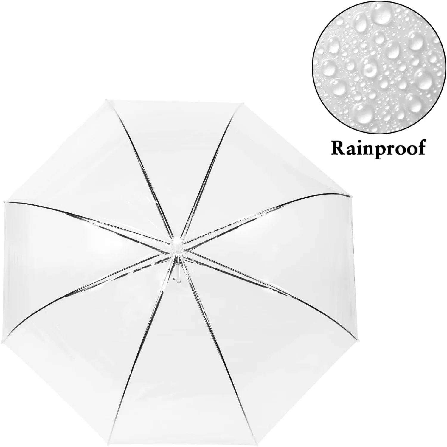 Ombrello trasparente da 5/10 pezzi con manico a gancio a J Ombrelli antivento aperti automatici per ombrellone stile matrimonio all'aperto 3