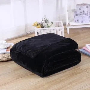 Morbida coperta in pile di corallo di colore nero solido Copridivano caldo Twin Queen Size Soffice flanella di visone Coperte aeree scozzesi 1