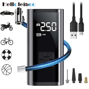 LEIBOO Compressore d'aria portatile per pneumatici per auto Pompa d'aria veloce Gonfiatore per pneumatici Pompa d'aria a pressione precisa per palla da bicicletta per moto 1