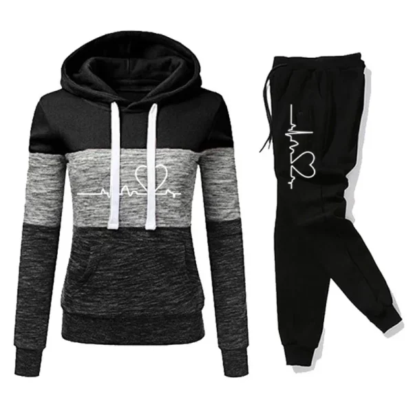 Tuta da donna Stampa Felpa con cappuccio Pantaloni sportivi Color Block Versatile Casual Jogging Pullover Pantaloni sportivi Abiti S-3XL 3