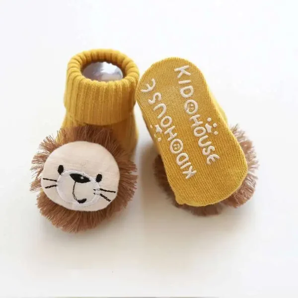 1 paio di calzini per bambini in cotone per ragazze e ragazzi, in gomma antiscivolo, per bambini, cartoni animati, per bambini, autunno, primavera, regalo per neonati 3