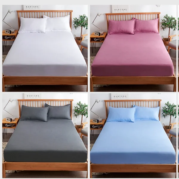 Lenzuolo con angoli in cotone con fasce elastiche Coprimaterassi regolabili antiscivolo per letto singolo matrimoniale king size, 140/160/200 cm 4