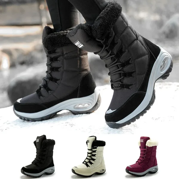 Stivali invernali Donna Stivali da neve impermeabili antiscivolo Piattaforma alla caviglia Scarpe invernali Stivaletti con pelliccia spessa Stivali alti alla coscia Botas Mujer 6