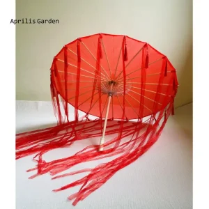 82cm Cosplay Red Umbrella Tassel Umbrella Umbrella Ancient Han Costume Ancient Costume Photography Umbrella Hanfu Parasol 1