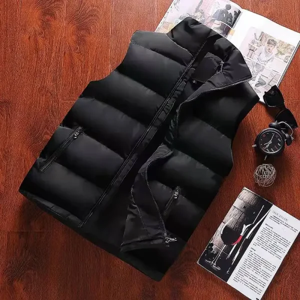 Giacca da gilet da uomo Giacche calde senza maniche Cappotto invernale con cerniera impermeabile Colletto alla coreana autunnale Gilet casual Abbigliamento di marca 2