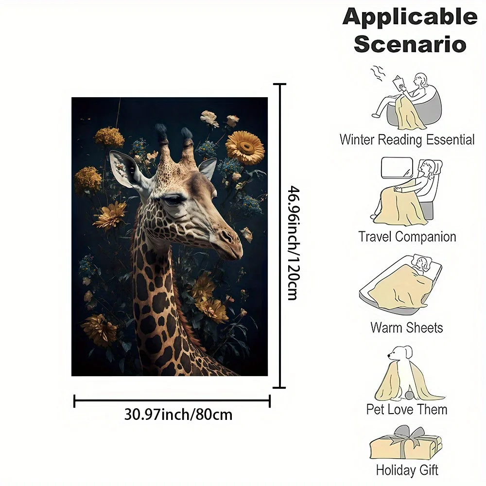 Morbida e accogliente coperta in flanella con stampa giraffa: versatile per letto, divano, campeggio | Facile da pulire, lavabile in lavatrice | Dimensioni multiple 3