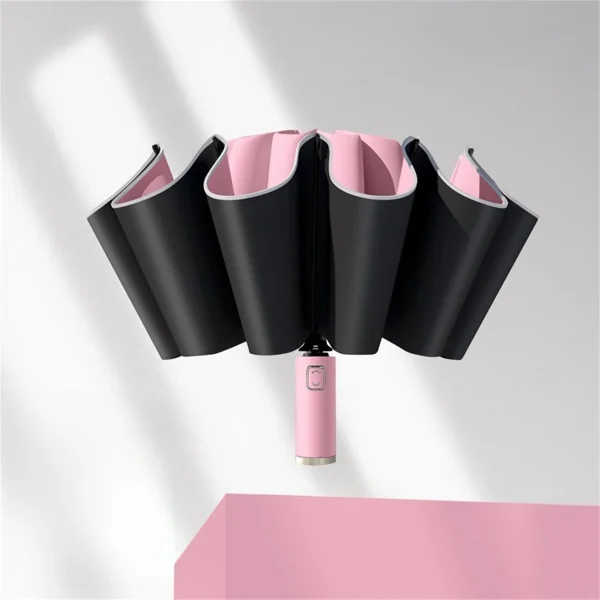 1 pezzo di ombrellone completamente automatico, ombrellone da lavoro antivento, impermeabile e resistente al sole, adatto per il pendolarismo quotidiano, ombrellone per auto, chiusura inversa senza bagnato, con design a strisce riflettenti di sicurezza, più colori disponibili, disponibili per uomini e donne 3
