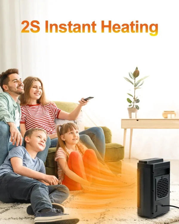 Riscaldatore elettrico da 1500 W per l'inverno PTC Supporto per riscaldamento rapido Testa di controllo remoto Scuotendo il ventilatore d'aria portatile da tavolo domestico 6