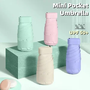UPF50+ Mini Ombrello Soleggiato e Pioggia Ombrello Tascabile Capsula Antipioggia Protezione Solare Viaggio All'aperto Ombrello Ombrellone Portatile 1