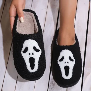Halloween Divertenti Pantofole Soffici Casual Donne Casa Appartamenti Teschio Cartone Animato Coppia Scarpe Invernali Calzature Moda Ragazze di Grandi Dimensioni 1