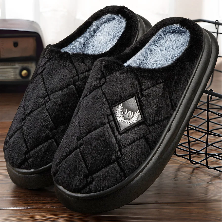 Pantofole da casa da uomo Pelliccia scozzese accogliente Memory Foam EVA Scarpe casual leggere Pantofole antiscivolo in peluche calde invernali di grandi dimensioni 1