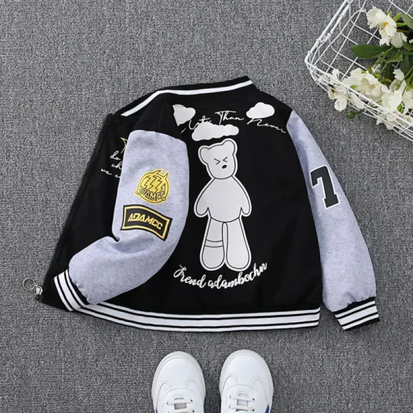 2-12 anni Abbigliamento per bambini 2025 Primavera Autunno Bambini Moda Cartoon Orso Modello Giacca a vento Cappotto Baby Boy Girl Abbigliamento Tuta sportiva 6