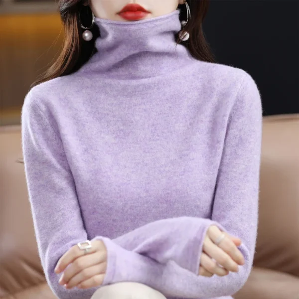 100% lana Merino Cashmere dolcevita maglione per le donne nuovo autunno/inverno tinta unita Pullover caldo maglione giacca per le donne 4